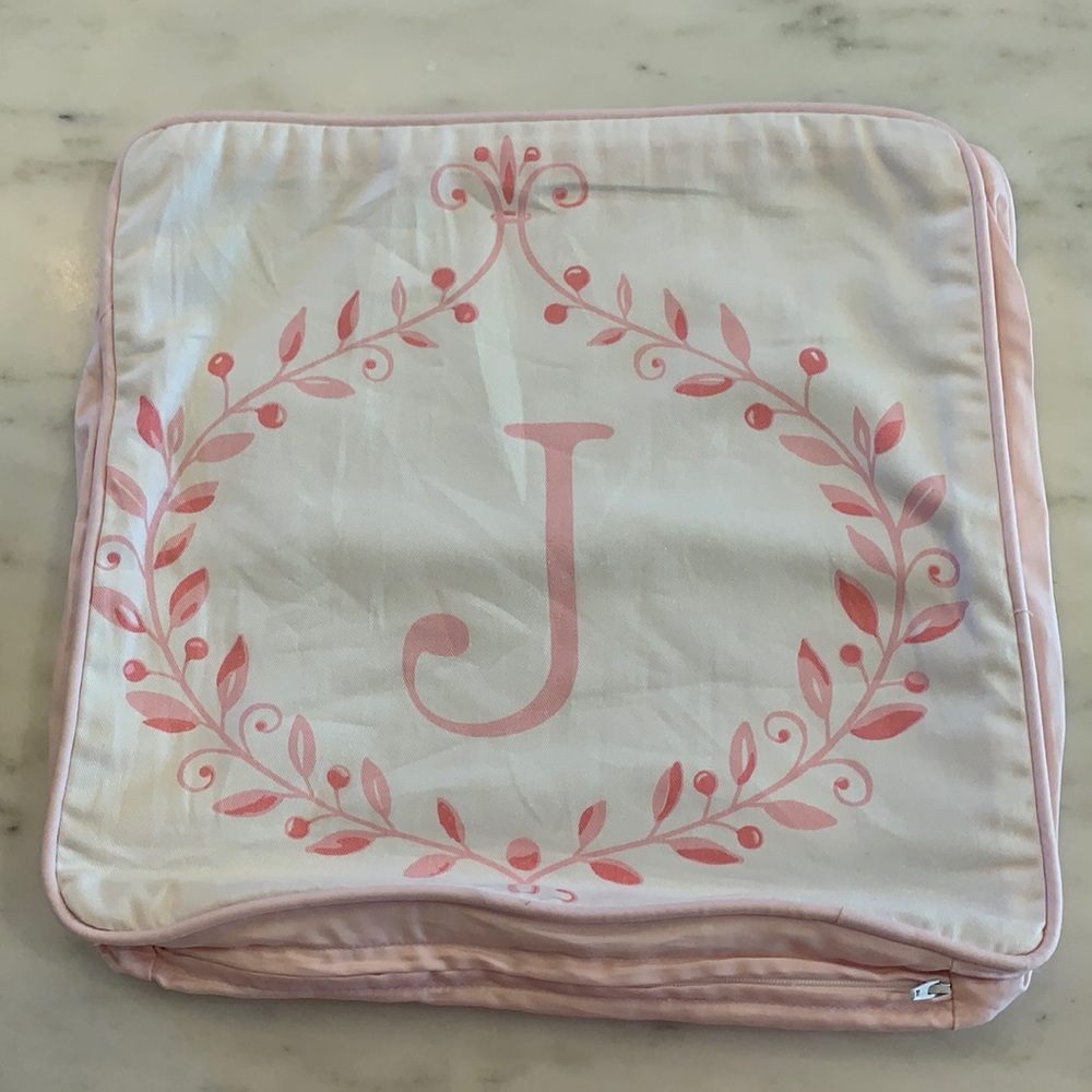 NWOT Serena & Lily Letter Pillow Cover with “J” NO INSERT Cover Only